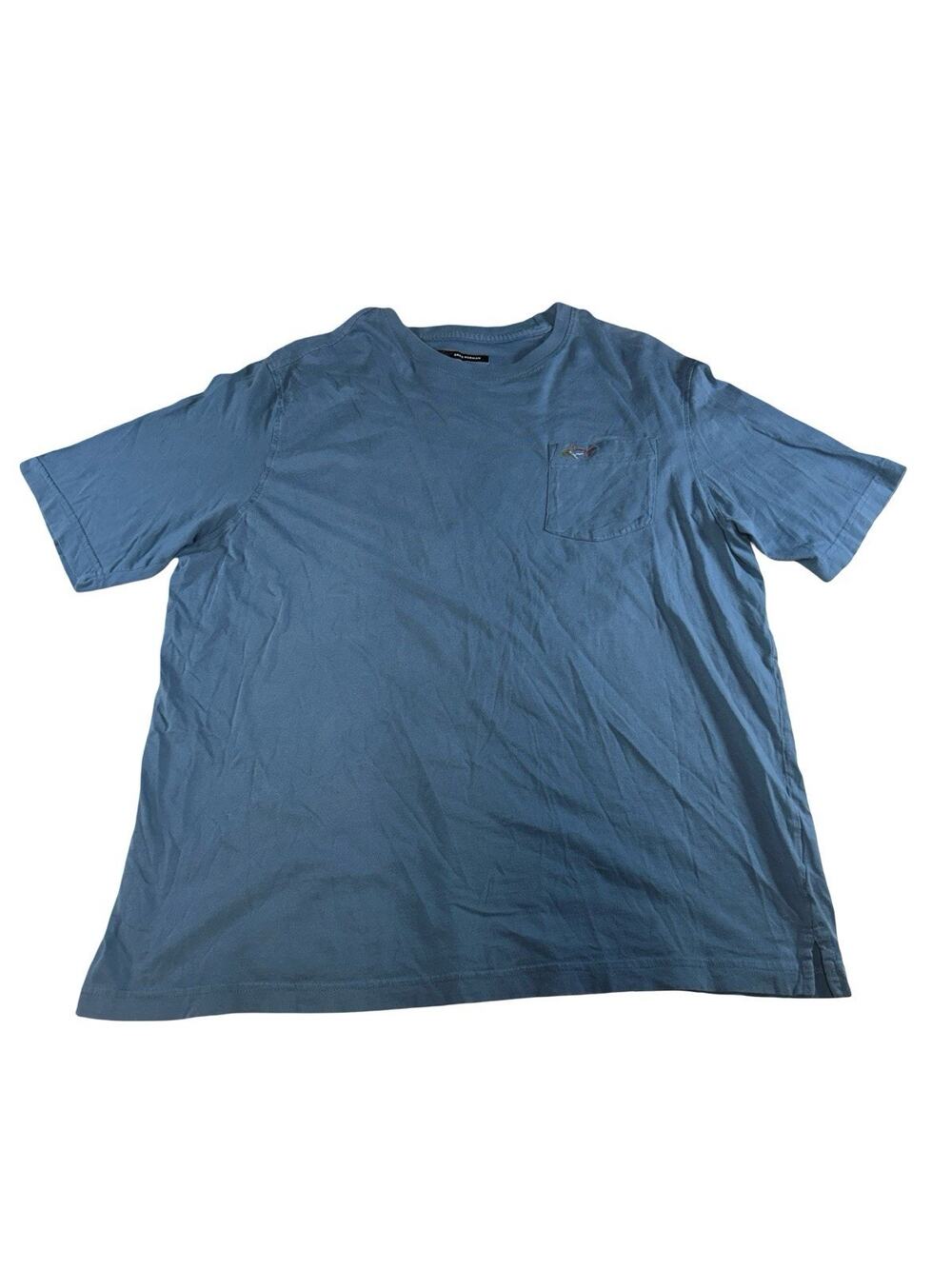 Greg Norman Men’s XL Blue Pocket T-Shirt Shark Logo Golf Casual
